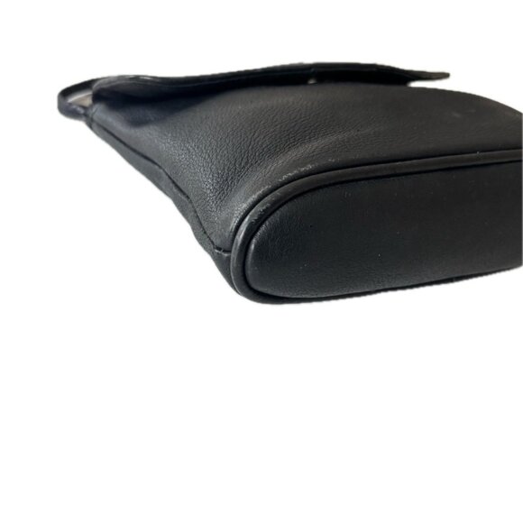 Fossil Vintage Leather Crossbody Bag Classic Black w Silver Snap Flap Pockets - Picture 8 of 8